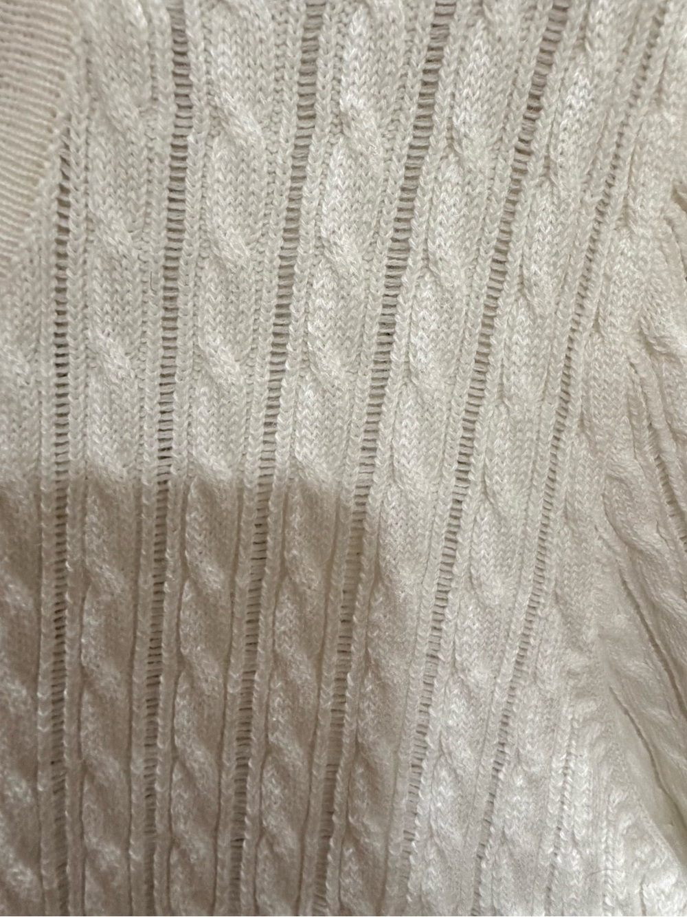 JEANNE PIERRE Cream Cable-Knit Scalloped Button Cardigan - Picture 4 of 9